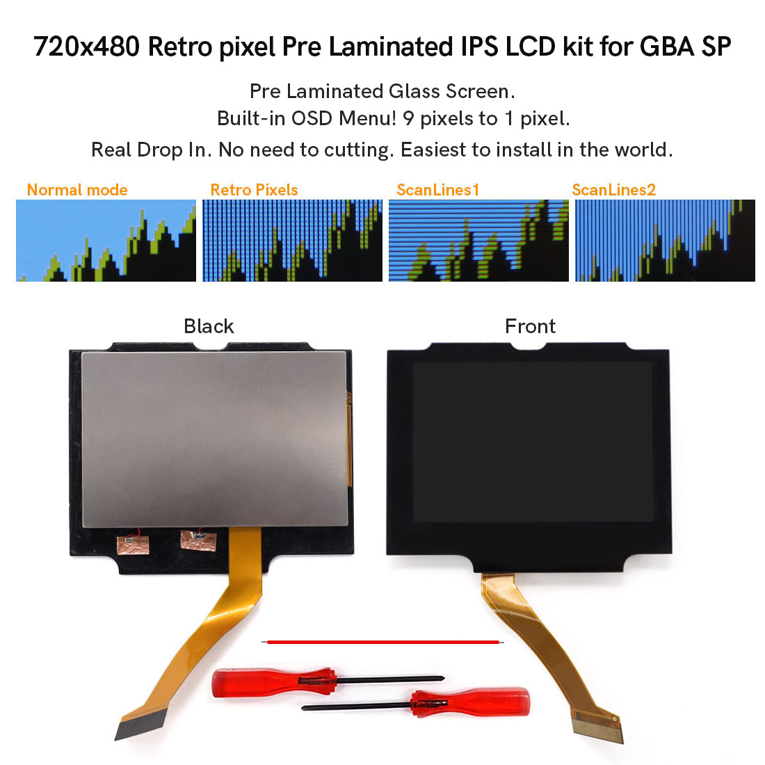 For  GBA SP V5  720x480 Retro  - Lcd Screen Arcade บทวิจารณ์และราคา